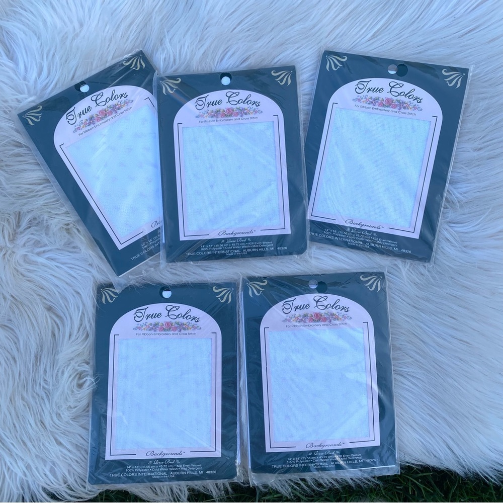 True Colors Backgrounds Ribbon embroidery & Cross Stitch 14"x18" Rose Bud Qty 5